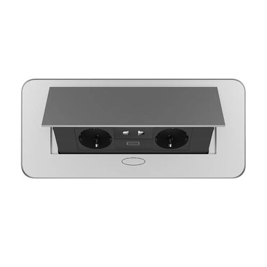 Мебельная розетка двойная с USB и универсальной розеткой 2 в 1 серый Livolo