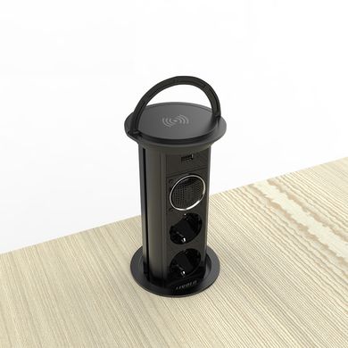 Double lifting sockets with USB, Bluetooth speaker and wireless charging Livolo