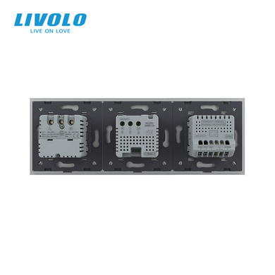 Розумний терморегулятор для теплої підлоги + вимикач + USB Type-C 18Вт LIVOLO, білий скляний