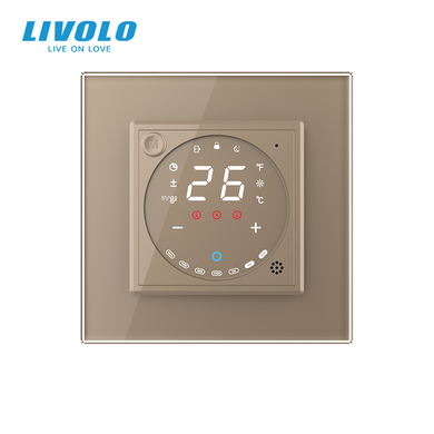 Wi-Fi терморегулятор сенсорний програмований LIVOLO, 2.5D скляний