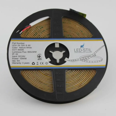 Світлодіодна стрічка LED-STIL 4000K 10 Вт/м COB 320 діодів IP33 24 Вольта 950 Lm нейтральне світло