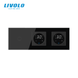 Double thermostat with through-hole touch switch LIVOLO, black, glass