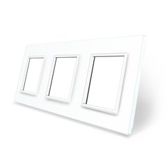 Рамка розетки 3 места Livolo белый стекло (C7-SR/SR/SR-11)