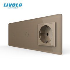 Сенсорний вимикач 2 сенсора 1 розетка Livolo