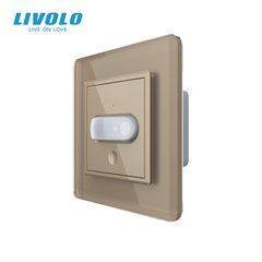 Presence and motion sensor with automatic and manual control Livolo gold 2.5D glass