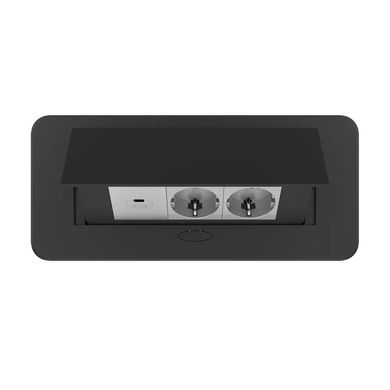 Розетка мебельная двойная с USB-C черная Livolo