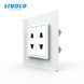 LIVOLO Double Universal Socket 2 Standards in 1, White, Designer, Wall-mounted, Glass Frame