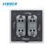 LIVOLO Double Universal Socket 2 Standards in 1, White, Designer, Wall-mounted, Glass Frame