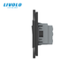 Non-latching switch with LIVOLO socket, black frosted glass, 16A 230V, with grounding, protective shutters
