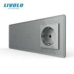 Сенсорний вимикач 2 сенсора 1 розетка Livolo