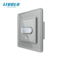 Presence and motion sensor with automatic and manual control Livolo gray 2.5D glass