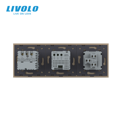 LIVOLO touch thermostat for underfloor heating + 1-gang one-way/two-way switch + 16 A socket with 18 W USB-C