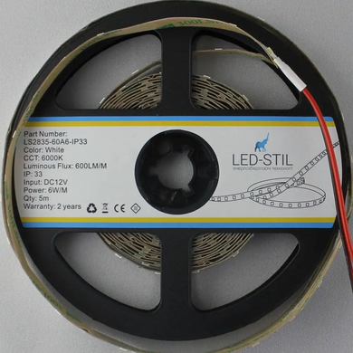 LED strip LED-STIL 6000K, 6 W/m, 2835, 60 diodes, IP33, 12V, 500 LM, cold light