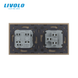 Non-latching switch with LIVOLO socket, gold frosted glass, 16A 230V, with grounding, protective shutters