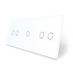Сенсорная панель для выключателя 5 сенсоров (2-1-2) Livolo белый стекло (C7-C2/C1/C2-11)