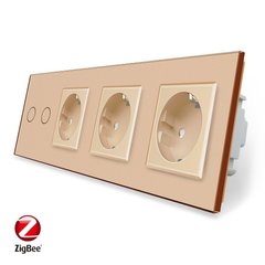 Smart ZigBee touch switch 2 gang 3 socket Livolo
