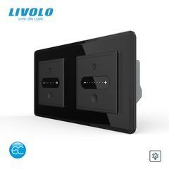 Smart touch dimmer LIVOLO slider, 2 sensors (1-1), black 2.5D, glass