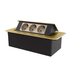 Мебельная розетка тройная Livolo золотой (VL-SHS013-TCAP-A)