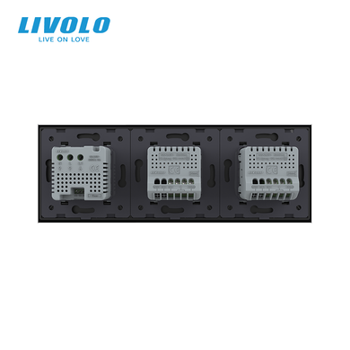 Терморегулятор LIVOLO для теплої підлоги, сенсорний + сенсорний прохідний вимикач на 2 лінії (1+1)