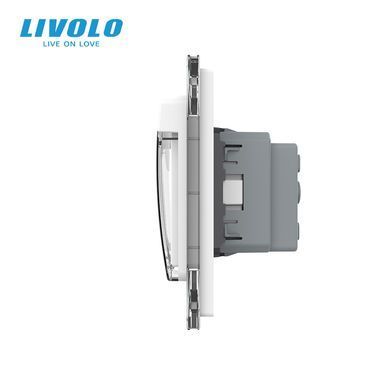 Перехресний вимикач LIVOLO, 4 клавіші (2-2) + розетка з кришкою IP44, 16 А, із заземленням