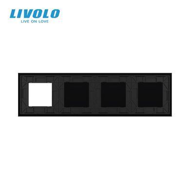 Рамка 4-постова порожня Х сенсорів 1 розетка (Х-Х-Х-0) LIVOLO, загартоване скло
