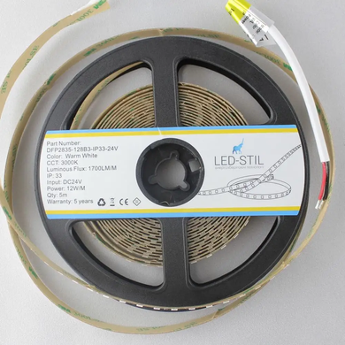 LED strip LED-STIL 3000K, 12 W, 2835, 128 pcs, IP33, 24V, 1700LM