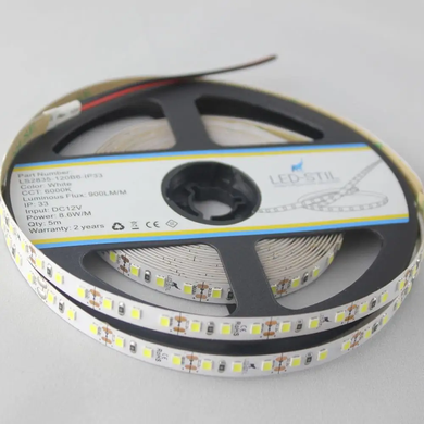 LED стрічка LED-STIL 6000K, 8,6 Вт/м, 2835, 120 діодів, IP33, 12V, 700 LM, холодне світло