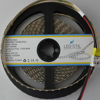 LED strip LED-STIL 6000K, 9.6 W, 2835, 120 pcs, IP33, 12V, 1100LM