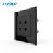 LIVOLO Double Universal Socket 2 Standards in 1, Black, Designer, Wall-mounted, Glass Frame