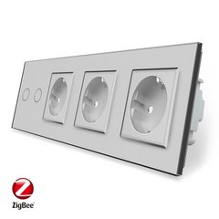 Smart ZigBee touch switch 2 gang 3 socket Livolo