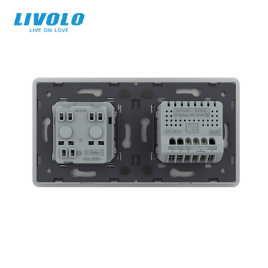 LIVOLO smart touch switch with socket IP44 gray cover 2.5D 16A 230V with grounding shutter glass