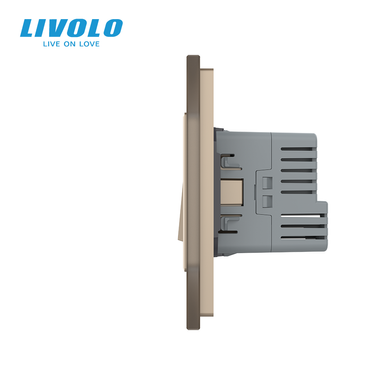 Перекрёстный выключатель LIVOLO, 3 клавиши (1-2) + розетка с USB-C 18 Вт, 16 А, с заземлением
