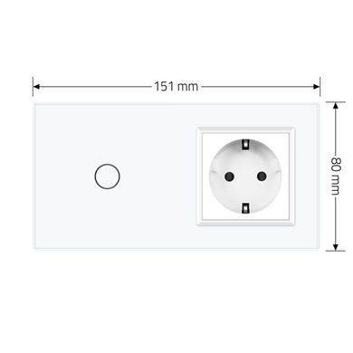 Smart touch light switch LIVOLO EC, 1 gang + socket, 16 A, earthed